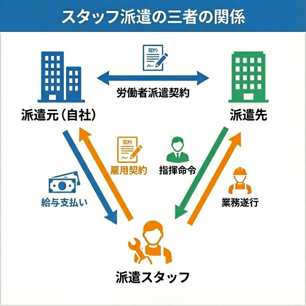 スタッフ派遣の三者の関係