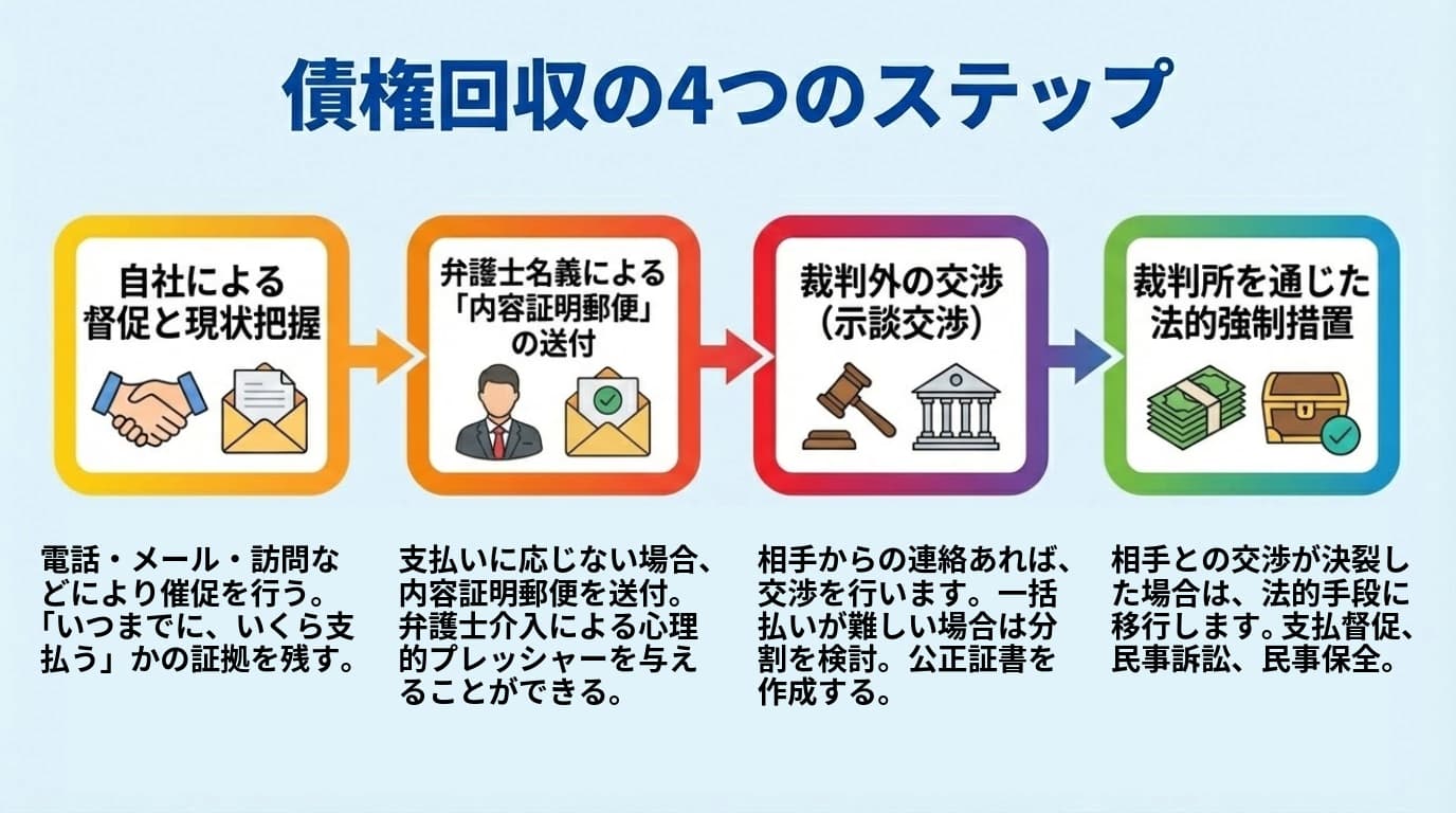 債権回収の具体的な4つのステップ